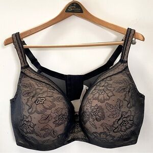 Cacique Black Floral Lace Bra- Size 46G